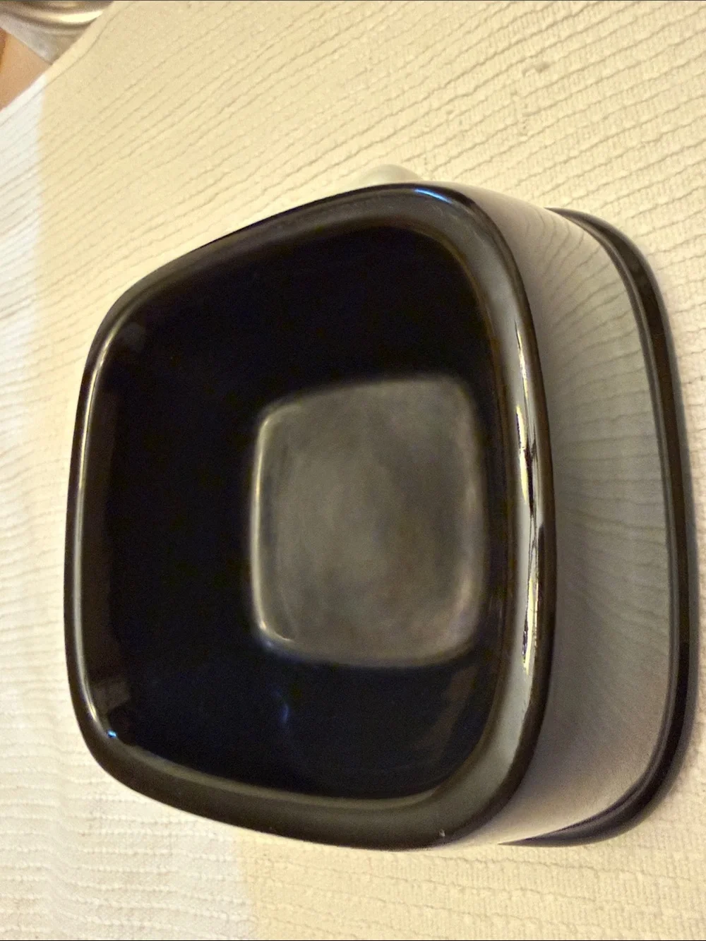 Black Ceramic Dog Bowl with White Bone Accent -cleaned and sanitized